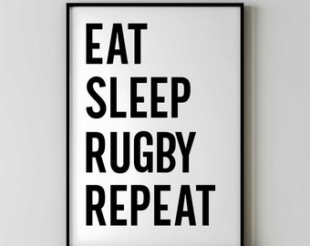 Rugby-Poster für Rugbyspieler und -fans, motivierenderRugby-Druck für ein Schlafzimmer im Club oder für Jungs, Rugby-Dekoration Themen-Galeriekunst, Hochzeit