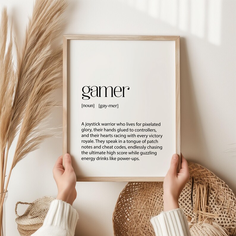 Gamer Definition Print – Video Game Wall Art | Gaming Room Decor | Gift ...