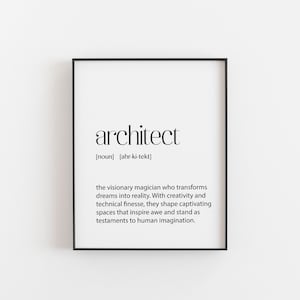 Architect Gift - Architecture - Architect Art - Definition Print - Architech Decor - Architect Birthday Gift - Architect Christmas Gifts