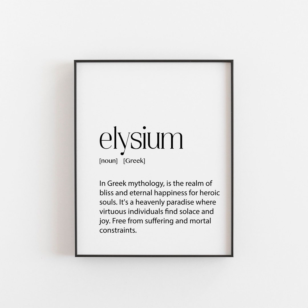 Greek Mythology Wall Art, Elysium Definition Print, Greek Mythology Wall Art, Greek Modern