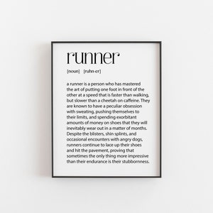Runner Definition Kunstdruck: Der lustigste Weg, Ihre Laufbesessenheit zu feiern | Perfekt für Extremsportler und Fitness-Begeisterte