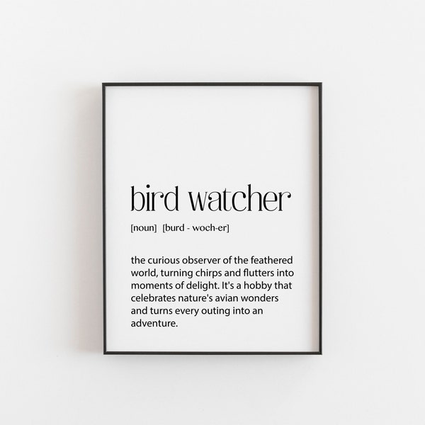 Bird Watcher Print, Unique Gift Ideas for a Bird Watcher, Avian Wall Art, Room Wall Art for Bird Lovers, Hobbyist Gifts, Under 20 Gifts