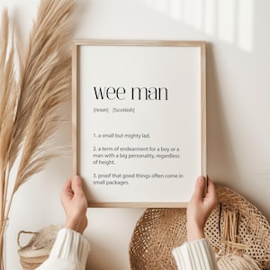 Wee Man-definitieprint | Schotse termkunst | Grappig Schots cadeau | Muurkunst in het Schots | Uniek woondecoratie | Schotse cadeaus voor hem