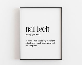 Regalos para técnicos de uñas, o Definición de técnico de uñas. Lámina, Lámina profesional de belleza, Regalos para ella por menos de 20 €, Póster de arte mural sobre tratamientos de belleza