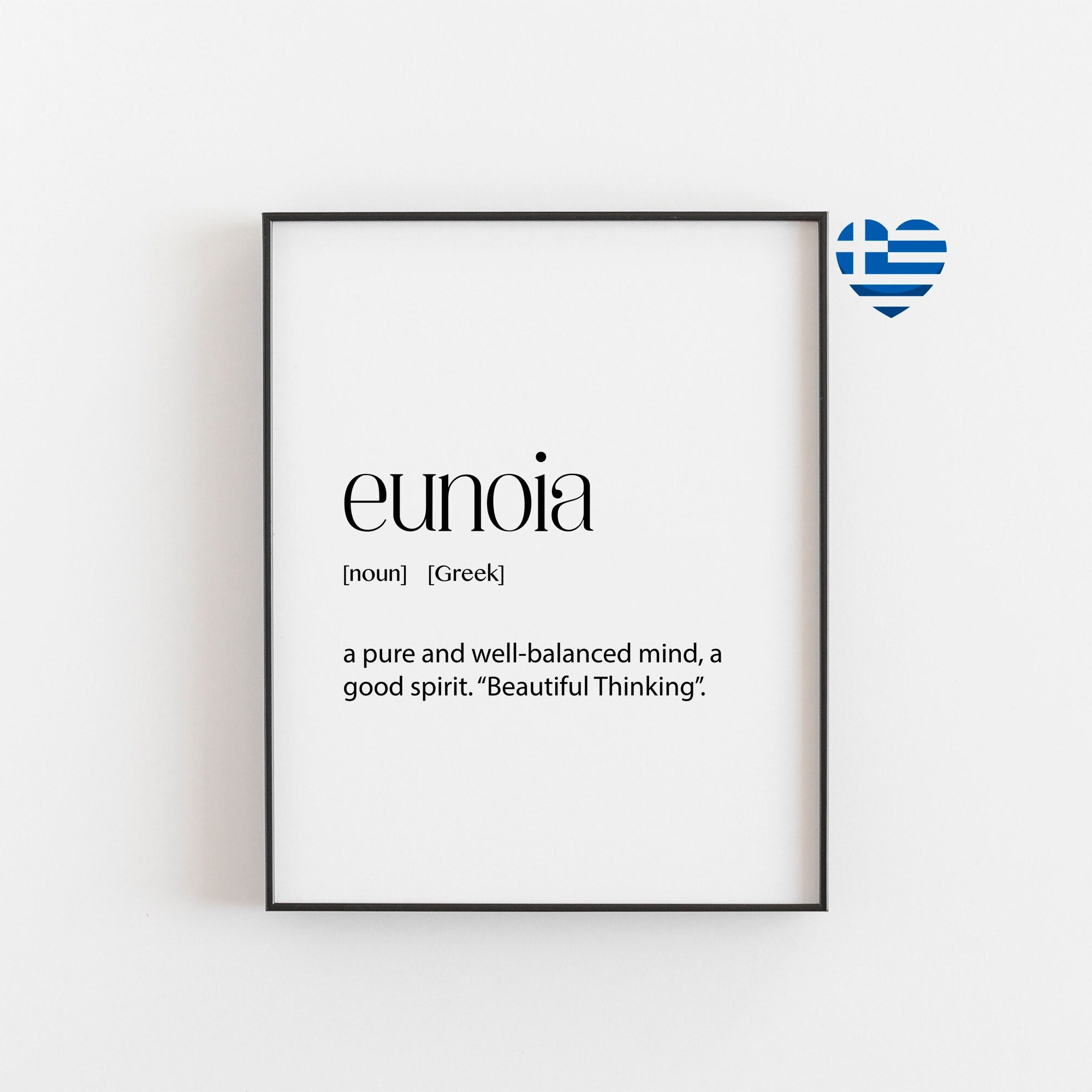 Eunoia Definition Art Print Greek Word Meaning Beautiful photo