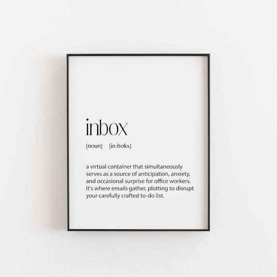 Office Humor Wall Art - 'Inbox' Definition Print for Quirky Office Décor, Funny Gift for Coworkers, Motivational Office Wall Decor