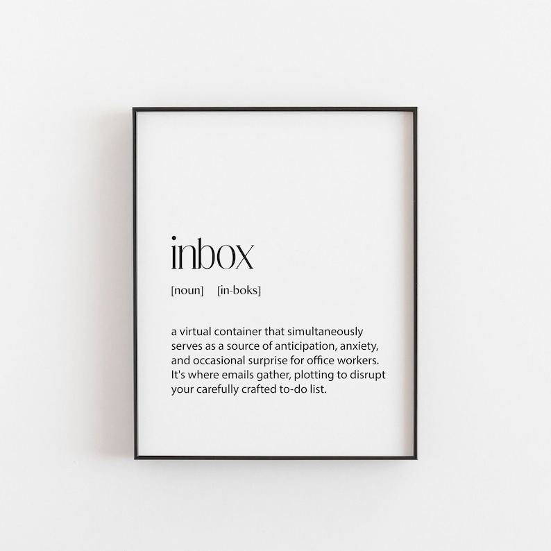 Office Humor Wall Art - 'Inbox' Definition Print for Quirky Office Décor, Funny Gift for Coworkers, Motivational Office Wall Decor image 1