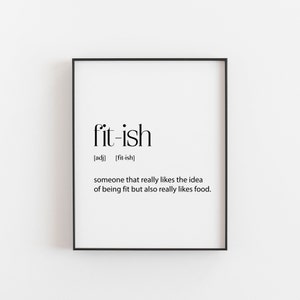Fitness, Gym Poster, Fitish Definition, Food Gift, Workout Printables, Downloadable Art, Wall Art Prints, Weight Loss Gift, Home Wall Decor