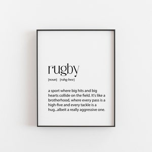 Rugby Definition Print For Player And Fans Of This Sport Room Decor. Rugby Poster Gift Ideas For Him And Her, Rugby Printable Artwork
