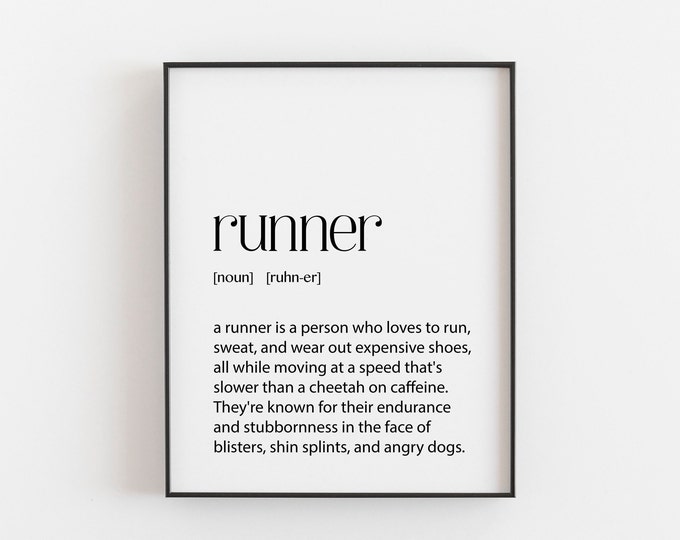 Runner Definition Art Print - Funny Wall Decor with Optional Gold Foil - Perfect Gift for Running Enthusiasts, Fathers Day Gift ideas
