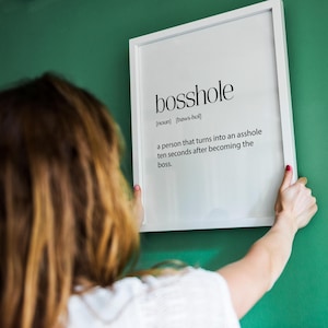 Bosshole Definition Print – Humorous Office Decor for Those Tough Bosses – Funny Gift for Co-Workers and Bosses - Boss Secret Santa Gifts