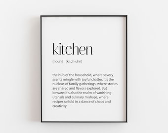 Kitchen Definition Print, Kitchen Print, Fun Print, Home Gift, Home Present, Kitchen Décor, Kitchen Art, Funny Gift, Funny Present