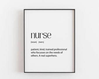 Nurse Gift, Nurse Graduation Gift, Nurse Gifts, Nurse Practitioner Gifts, Male Nurse Gifts, Nurse Birthday Gift, Nurse Definition, ER Poster