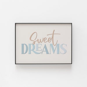 Sweet Dreams Print, Bedroom Print, Bedroom Decor, Home Prints, Wall Prints, Sweet Dreams, Over Bed Print, Typography Goodnight Sleep Print