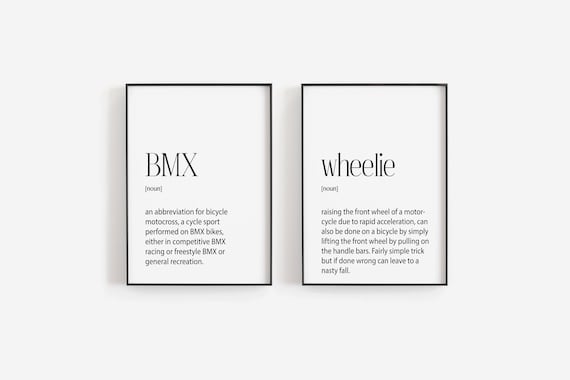 Bmx Wheelie Wall Art Bedroom Man Cave Decor Gift For Men Boys Motocross Gifts Birthday Present For Dad Definition Cool Poster