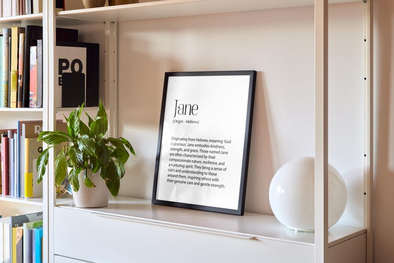 Jane Name Meaning Print, Girls Name Art, Nursery Decor, Personalised