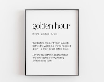 Golden Hour Print | Minimal Wall Art | Warm Neutral Typography Poster | Calm Home Decor | Aesthetic Quote Gift