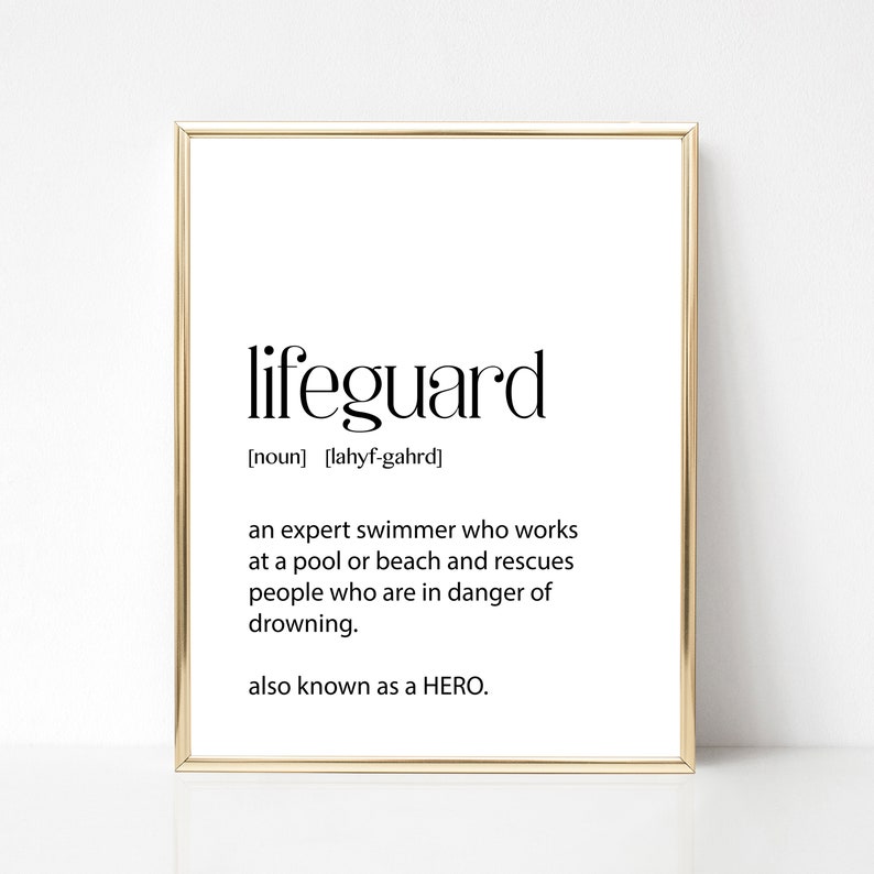 Lifeguard Lifeguard Gift Printable Home Decor Gift for a | Etsy