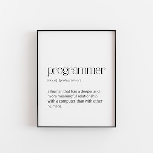 Programmer Definition Print – Funny Coding Wall Art – Geek Gift for Coders & Software Developers – Tech Humor Poster for Office Decor