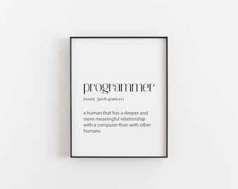 Programmer Definition Print – Funny Coding Wall Art – Geek Gift for Coders & Software Developers – Tech Humor Poster for Office Decor