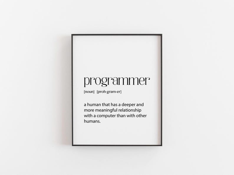 Programmer Definition Print – Funny Coding Wall Art – Geek Gift for ...