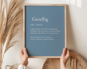 Gezellig Definition Print, Dutch Word Wall Art, Cozy Meaning Poster, Netherlands Gift, Minimalist Dictionary Print, Hygge Style Home Decor