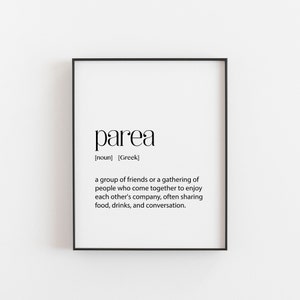 Greek Art, Parea, Definition Print, Greek Poster, Greek Wall Art, Greek Themed Home, Greek Decor, Greece Home Decor, Friendship Quotes