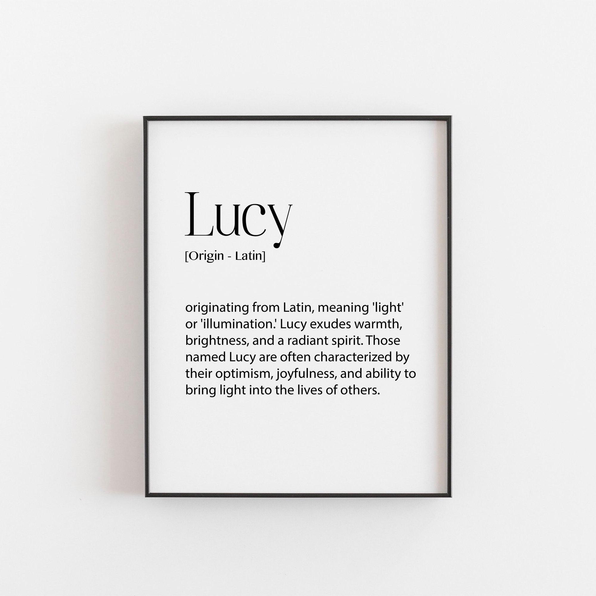 Lucy Name Meaning Print, Girls Name Art, Nursery Decor, Personalised Room Decor,  Custom Name Print, Unique Baby Gift, Baby Shower Gift