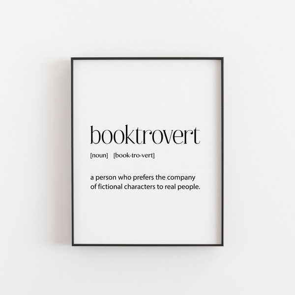 Booktrovert Definiton, book lover gift, Bookish Gifts, Bookworm gift, Graduation gift for daughter or son, book quotes, gift for mom and dad