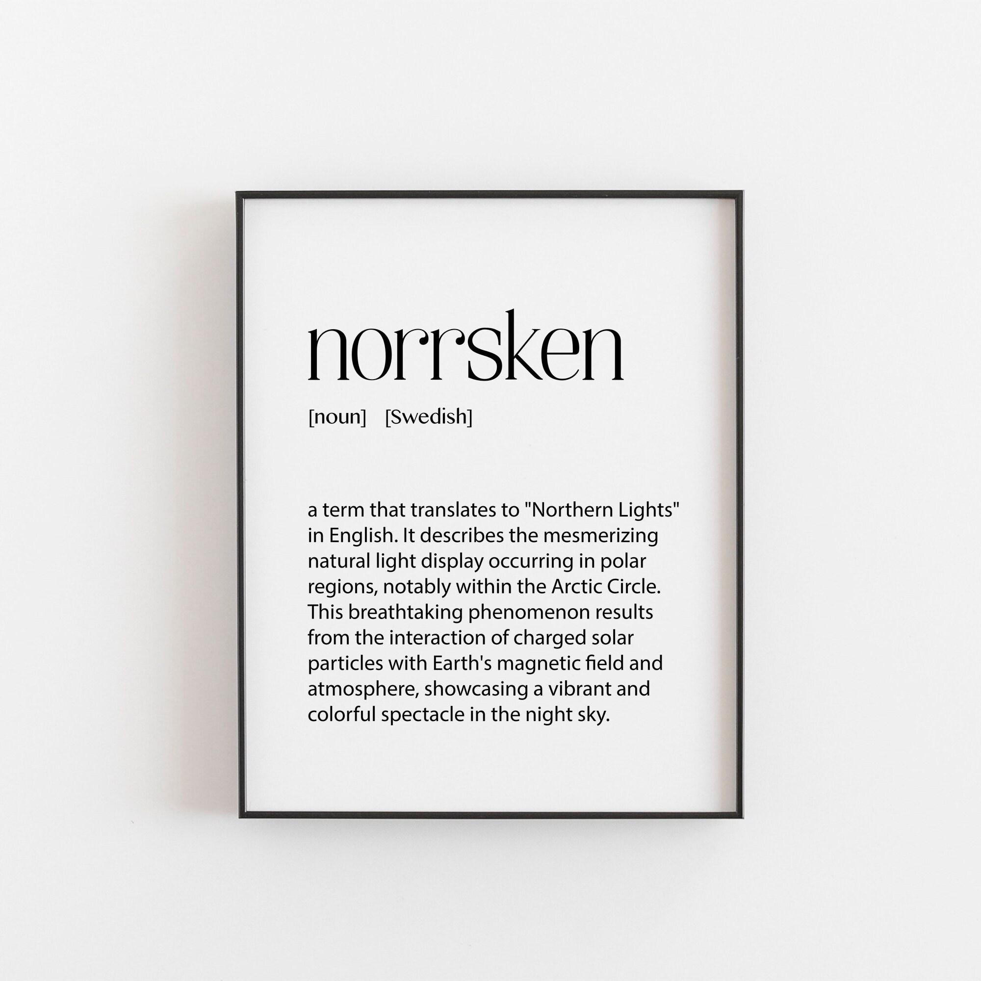 Swedish Print, Norrsken Definition Print, Modern Scandinavian Design, Perfect for a Wall Gallery, Northern Lights Wall Art, Scandi Gifts