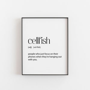 Cellfish Dictionary Print, Funny Prints for Teenagers and Adults, Bedroom Decor, Dictionary Wall Gallery Art, Definition Print for the Home