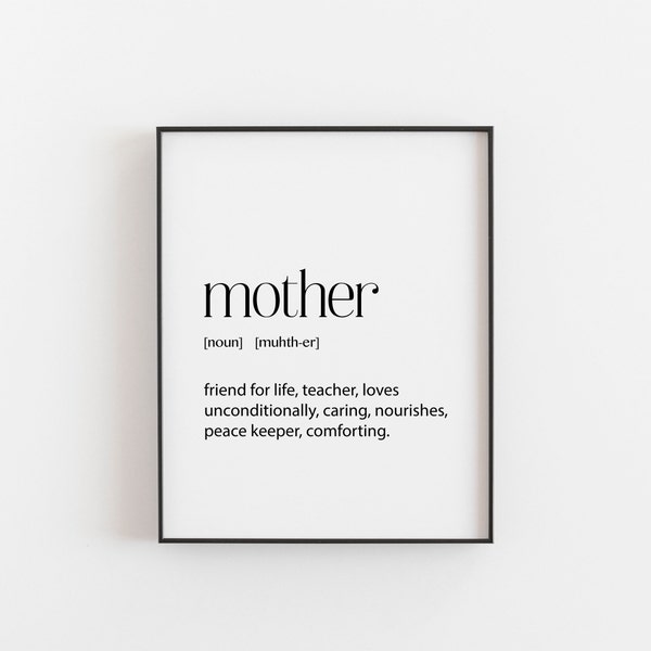 Mother Definition Art Print | Personalized Motherhood Quote Print | Nursery Wall Decor | Baby Shower Gift | New Mom Gift | Printable Option