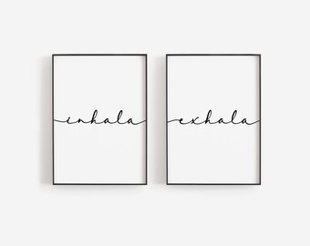 Inhala Exhala Set of 2 Spanish Prints | Spain Inspired Decor | Witty Wall Art | Mindfulness Gift | Spanish Quotes | Inspirational Art