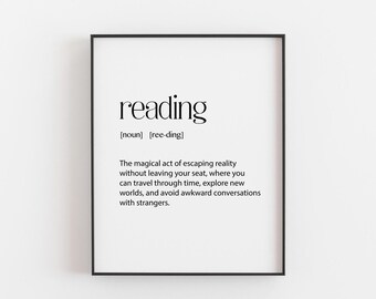 Reading Definition Print – Perfect Gift for Book Lovers, Literary Fans, and Reading Enthusiasts – Cozy Home Decor – Ideal for Book Nooks