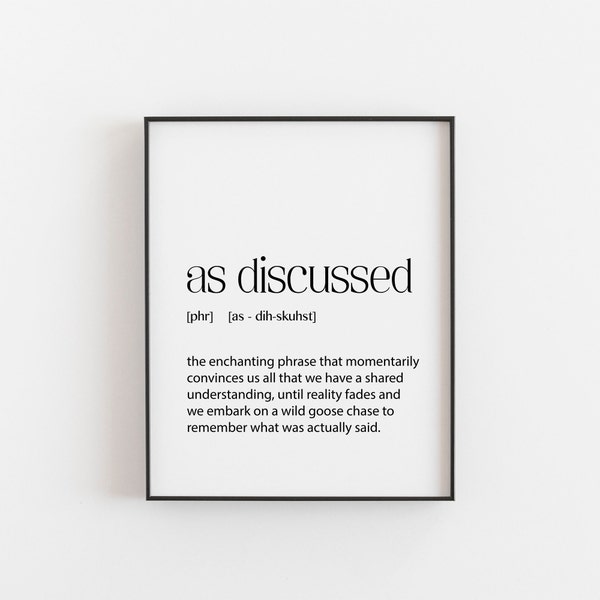 Hilarious Office-Themed Prints: Get Ready to Laugh 'As Discussed'! Funny Cubicle Decor, Workplace Humor, Office Wall Art