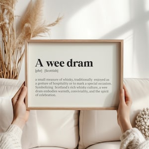 A Wee Dram Definition Print | Perfect Gift for Whisky Lovers | Scottish Culture Wall Art | Unique Home Decor | Scottish Pub Decorations