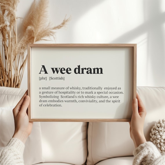 A Wee Dram Definition Print | Perfect Gift for Whisky Lovers | Scottish Culture Wall Art | Unique Home Decor | Scottish Pub Decorations