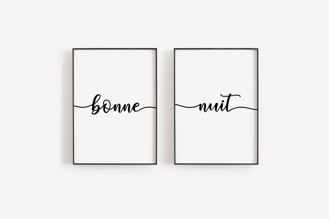 Bonne Nuit Set, Bonne Nuit Poster, Bonne Nuit Print, Bedroom Decor ...