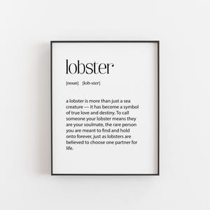Anniversary Gift, Lobster Definition, Gifts for Him, Gift for Her, Christmas Gift for Her, Birthday Gift for Her - Romantic Gift - Wall Art