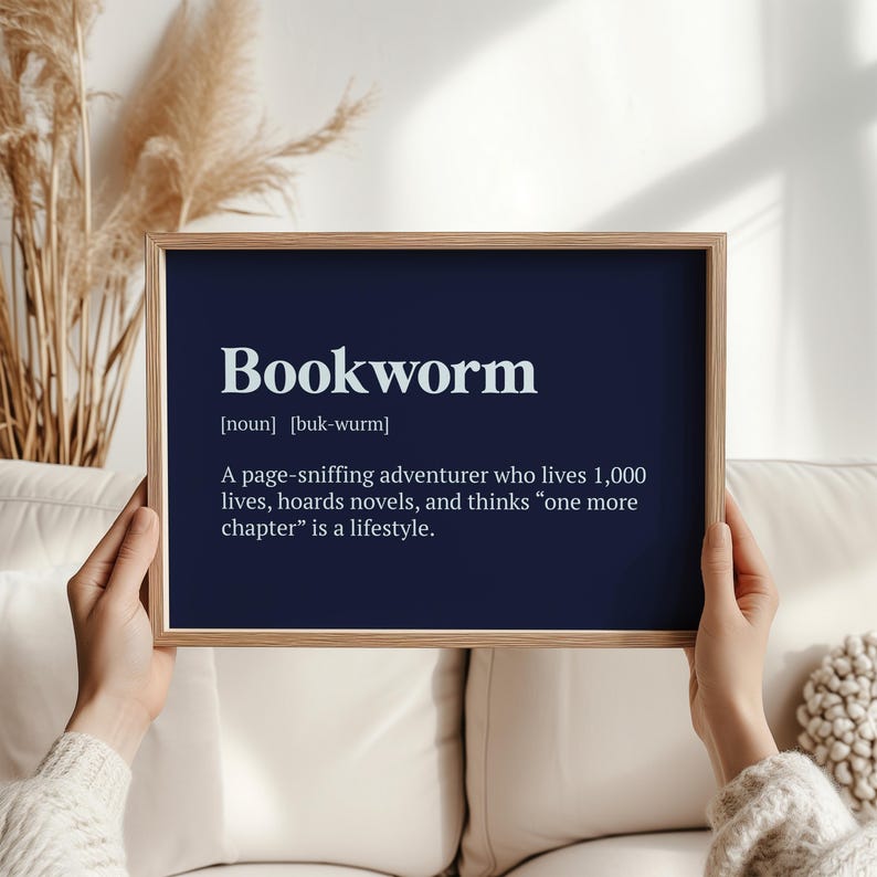Bookworm Definition Print | Funny Book Lover Wall Art | Bibliophile ...
