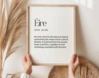 Éire Definition Print – Ierse woordkunst aan de muur, poster Gaelic Ireland, Irish Heritage Gift, St. Patrick's Day-decor, Keltische woordenboekstijl