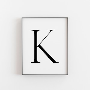 Letter K Print, Modern Clean Print of the letter K.