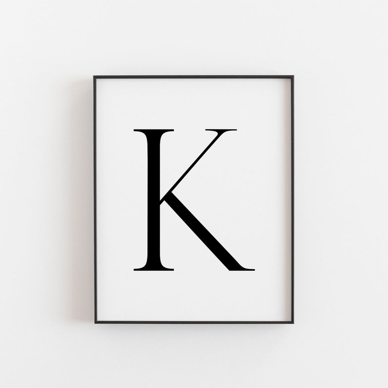 Letter K Print, Modern Clean Print of the letter K.