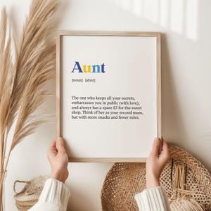 Funny Aunt Definition Print – Personalised Gift for Aunt – Fun Wall Art – Auntie Birthday Gift – Family Love Decor – Christmas Gift for Aunt