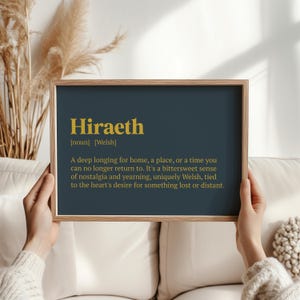 Hiraeth Wall Art Print - walisische Nostalgie, walisisches Zitat, Sentimentales Geschenk für walisisches Kulturerbe, Wohnkultur, nachdenkliche walisische Geschenkidee