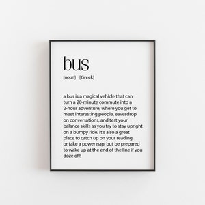 Cadeaus voor buschauffeur, cadeaus voor forens, ETSY-woordenboekafdruk, grappige cadeaus voor buspassagiers, waarderingscadeaus, ideeën voor kunst aan de muur galerij voor thuis