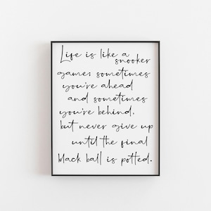 Snooker Motivational Gift: inspirational Print for Players - Perfect Cue Sports Gift Idea, Cue Sports Decor, Gift for Players and Fans