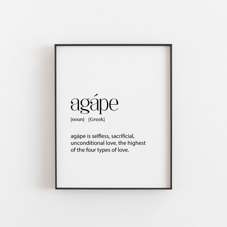 Agape Definition Print - Greek Wall Art, Digital Download - Minimalist ...