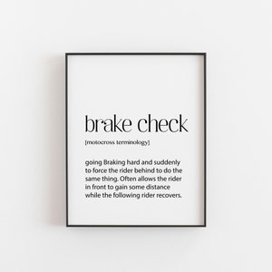 Motocross Decor, Motocross Gift. Brake Check Definition, Moto Birthday, Dirt Bike Decor, Gift, Biker Gift, Braaap Wall Art, Motocross Party