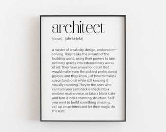 Architect Definition Print - Dream Weaver, Master of Creativity and Design - Perfect Gift for Architects and Architecture Lovers - Ship Fast